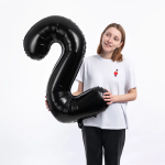 Шар (40''/102 см) Цифра, 2, Черный, Металлик, 1 шт. в уп., 27352