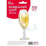 Шар (39''/99 см) Фигура, Бокал, Сверкающее Шампанское, 1 шт. в уп., R354P
