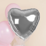 Шар (22''/56 см) Сердце, Серебро, 1 шт. в уп., 22009S-P