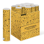 Пневмохлопушка (12/30 см), Звездный фейерверк, Серпантин фольга, Черный/Золото, 1 шт., 823161