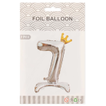 Шар (32''/81 см) Цифра на подставке, 7 Золотая корона, Серебро, 1 шт. в уп., 24177