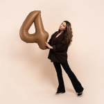 Шар (40''/102 см) Цифра, 4 Slim, Шоколад, Матовый, 1 шт. в уп., B901914MCH