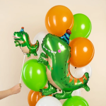 Шар с клапаном (14''/36 см) Мини-фигура, Динозаврик в колпачке, 1 шт., 27193