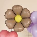 Шар (25''/64 см) Цветок, Ромашка (надув воздухом), Шоколадный, Сатин, 1 шт., 27582