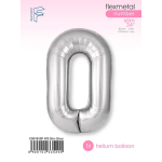 Шар (40''/102 см) Цифра, 0 Slim, Серебро, 1 шт. в уп., C901910P