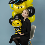 Шар (26''/66 см) Фигура, Смайл Выпускник (надув воздухом), 1 шт., 24578