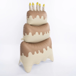 Шар (47''/119 см) Фигура 3D, Торт со свечками, Бежевый, Сатин, 1 шт. в уп., 25066