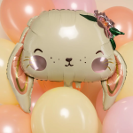 Шар (26''/66 см) Фигура, Зайка с цветком, Сатин, 1 шт., 23376