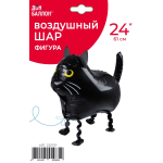 Шар 3D (24''/61 см) Ходячая Фигура, Кот, Черный, 1 шт. в уп., 23271P
