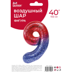 Шар (40''/102 см) Цифра, 9 Героическая тема, Красный/Синий, 1 шт. в уп., 26979