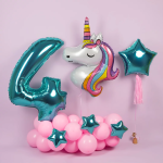 Шар (44''/112 см) Фигура, Голова, Радужный Единорог, 1 шт., 19184