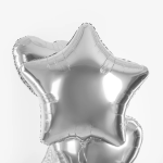 Шар (32''/81 см) Звезда, Серебро, Металлик, 1 шт., 27224