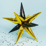 Шар 3D (26''/66 см) Звезда, Составная, Черный/Золото, 1 шт. в уп., 23964