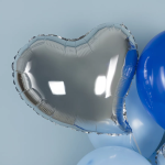 Шар (18''/46 см) Сердце, Изгиб, Серебро, 1 шт., 123090