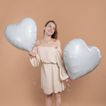 Шар (24''/61 см) Сердце, Белый, 1 шт., 27247