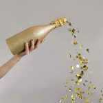 Пневмохлопушка (12/30 см), Бутылка Шампанское, Круги фольга, Золото/Серебро, 1 шт., 723039