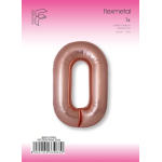 Шар (40''/102 см) Цифра, 0 Slim, Розовое Золото, Металлик, 1 шт. в уп., B901910RG