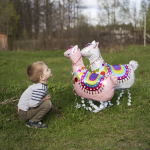 Шар 3D (31''/79 см) Ходячая Фигура, Лама Альпака, Белый, 1 шт., R944W