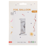 Шар (40''/102 см) Цифра, 1, Серебро, Металлик, 1 шт. в уп., 24091