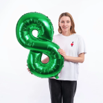 Шар (40''/102 см) Цифра, 8, Зеленый, Металлик, 1 шт. в уп., 27378