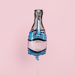 Шар с клапаном (14''/36 см) Мини-фигура, Бутылка Шампанское, Голубой, 1 шт., 180591B