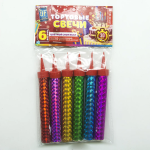 Свеча Фонтан для торта, Цветное пламя, 30 сек, Ассорти, 10 см, 6 шт., JFTS10-30C/6