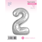 Шар (40''/102 см) Цифра, 2 Slim, Серебро, 1 шт. в уп., C901912P