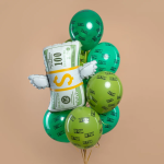 Шар (29''/74 см) Фигура, Доллары с крыльями, 1 шт. в уп., 26739