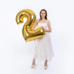 Шар (40''/102 см) Цифра, 2, Золото, 1 шт. в уп., 901762OP