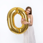 Шар (40''/102 см) Цифра, 0, Золото, 1 шт. в уп., 901760OP