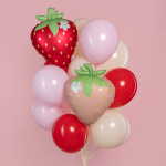 Шар (26''/66 см) Фигура, Клубника с цветком, Розовый, Сатин, 1 шт. в уп., 26608