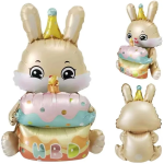 Шар (37''/94 см) Фигура 3D, Зайка с тортиком, 1 шт. в уп., 24877