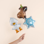 Шар с клапаном (14''/36 см) Мини-фигура, Снежинка, Белый/Голубой, 5 шт. в уп., 26670