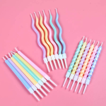 Свечи Нежные спирали, Ассорти, Макарунс, 0,55*12 + 3 см, 6 шт. с держат., 802958