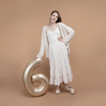 Шар (40''/102 см) Цифра, 6 Slim, Звездное Золото, Матовый, 1 шт. в уп., B901916MSG