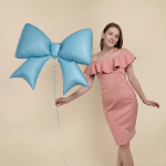 Шар (39''/99 см) Фигура, Бант, Голубой, Сатин, 1 шт. в уп., 26836