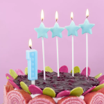 Свеча Цифра, 1 Конструктор, Голубой, 3,3*6,5 + 3 см, 1 шт. с держат., 802881