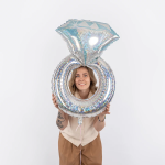 Шар (42''/107 см) Фигура, Кольцо с бриллиантом, Серебро, Голография, 1 шт., 27131