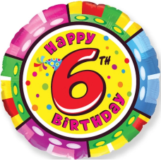 Шар (18''/46 см) Круг, 6 Цифра, Happy Birthday, 1 шт., 401575/6 Шар (18''/46 см) Круг, 6 Цифра, Happy Birthday, 1 шт., 401575/6