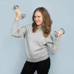 Шар с клапаном (13''/33 см) Мини-фигура, Гантель, Серебро, 5 шт. в уп. (цв.этик.), 27416S5