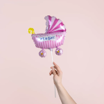 Шар (13''/33 см) Мини-фигура, Коляска для девочки, Розовый, 1 шт., 902741