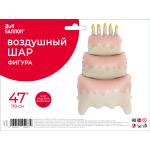 Шар (47''/119 см) Фигура 3D, Торт со свечками, Розовый, Сатин, 1 шт. в уп., 25067
