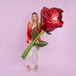 Шар (65''/165 см) Цветок, Роза, Красный, 1 шт. в уп., 25427-P