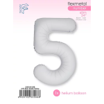 Шар (40''/102 см) Цифра, 5 Slim, Белый, Матовый, 1 шт. в уп., C901915MB