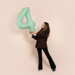 Шар (40''/102 см) Цифра, 4 Slim, Мятный, Матовый, 1 шт. в уп., B901914MM