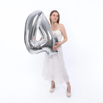 Шар (40''/102 см) Цифра, 4, Серебро, 1 шт., 901764P