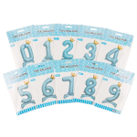 Шар (32''/81 см) Цифра на подставке, 4 Золотая корона, Голубой, 1 шт. в уп., 24204