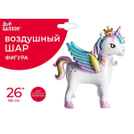 Шар (26''/66 см) Фигура 3D, Крылатый единорог, 1 шт. в уп., 24884