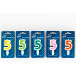 Свеча Цифра, 5 Белая окантовка, 5 см, 1 шт. с держат., 132605