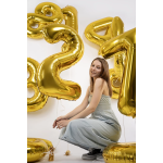 Шар (40''/102 см) Цифра, 2, Золото, Металлик, 1 шт. в уп., 26482